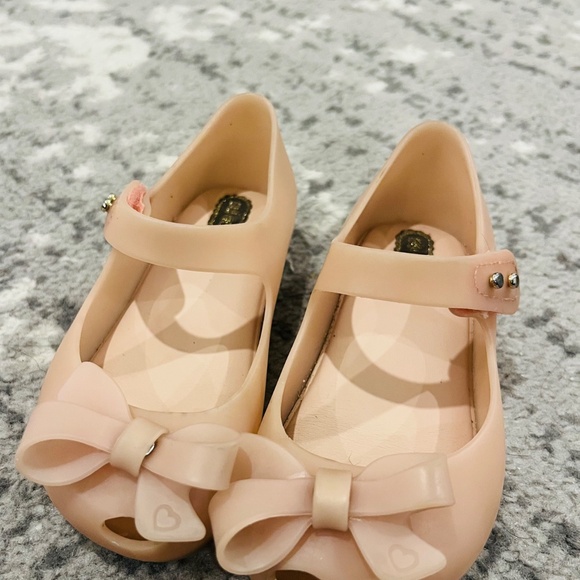Mini Melissa Peach Bows strap shoes size 8 - Picture 3 of 9